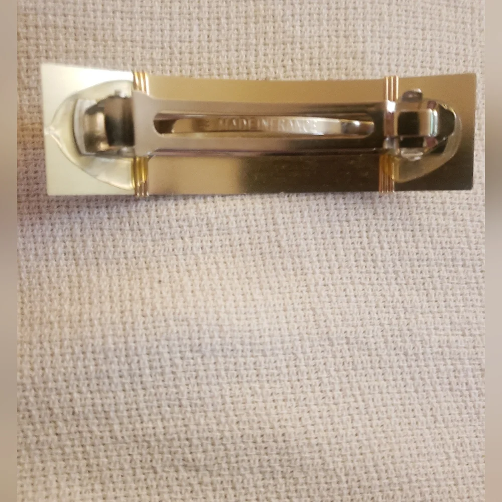 Dichroic glass detail and brushed metal french barrette Large